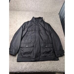 Michael Kors Mens Black Field Jacket Quilted Removable Liner Parka Coat Large